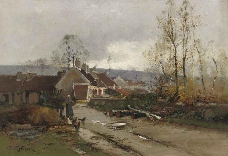 Eugene Galien-Laloue Feeding the chickens oil painting image
